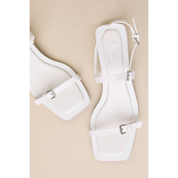 Coconuts by Matisse Maya Bone Lizard Ankle Strap Low Heel Sandals - Picture 1 of 5